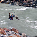 Crossing Rio Fitzroy to Laguna Torre, El Chalten, Los Glaciares, Patagonia, Argentina