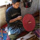 Bamboo umbrella worker, Pindaya, Myanmar